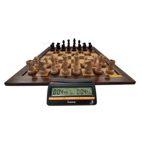 Tabuleiro de Xadrez Luxo + Peças de Xadrez em Madeira Nobre + Relógio para Xadrez Digital - BOTTICELLI - Cód. 1021688